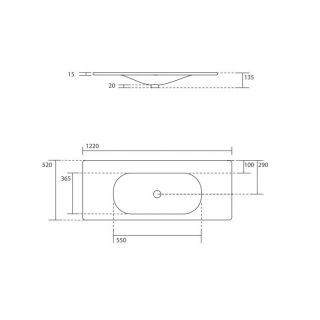 Раковина Kerasan Shape 548031*1 черная 122 см
